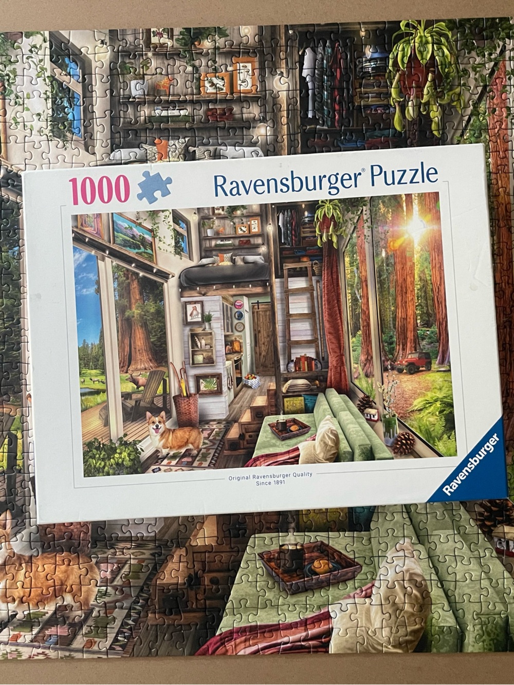 Ravensburger 1000-Piece Redwood Forest Tiny House puzzle Complete - Picture 2 of 7